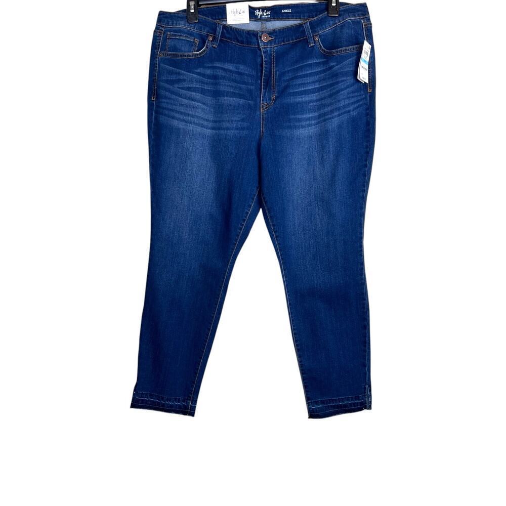 Style & Co Ankle Pant Mid Rise Stretch Denim Jeans in Blue Women's Plus Size 20W